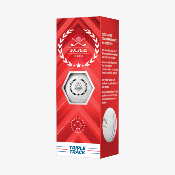 Red triple track golf balls